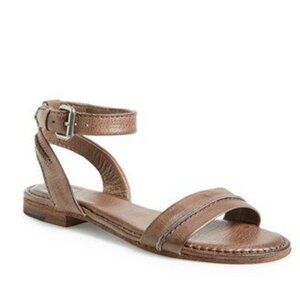 FRYE Phillip Seam Brown Leather Ankle Wrap Sandals Size 10M